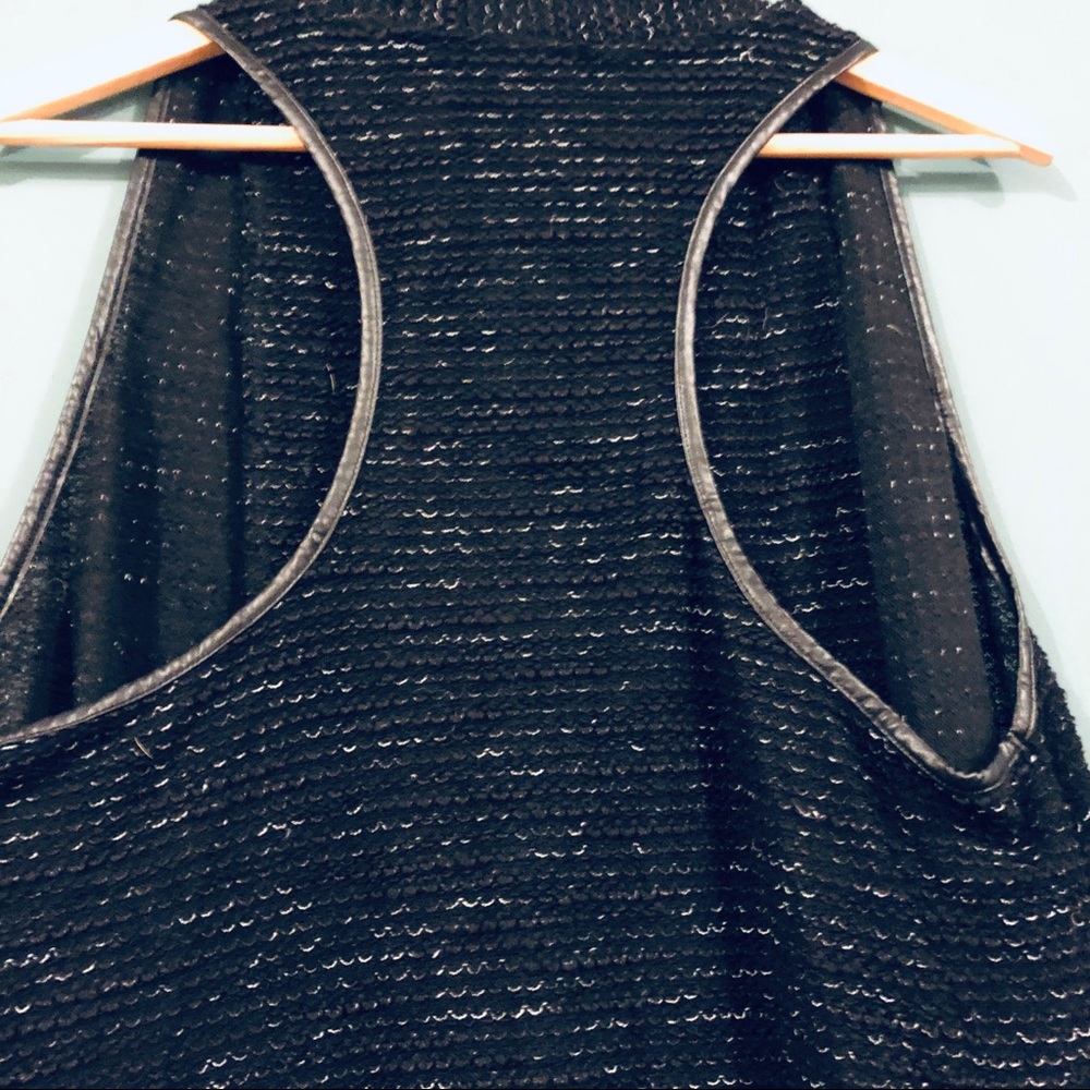 Faux leather trim maxi vest - Picture 3 of 5
